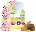 Spandex Arch Backdrop Covers 5x2.2ft(HxW) for Barn Farm Truck Birthday Party Decorations Double-Sided Chiara Arched Stand Fabric Cover Kids Baby Shower Parties Tablecloth Props by HISDH