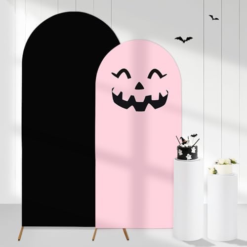 Halloween Ghost Arch Backdrop Covers Set of 2, Pink Black Boo Stretchy Arch Backdrop Stand Covers, Photography Background Arch Stand Covers for Baby Shower Birthday Wedding Party Decor by Cheerupp