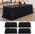 Black Tulle Tablecloth for 8 FT Rectangle Tables 4-Pack, Ideal for Weddings by PartyVillage