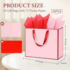 Addblu 24 Pack Pink Large Gift Bags with Handles & 72 Tissue Papers - Image 2