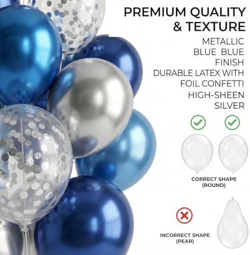 HIINS 2Set Blue Silver Balloon Column Kit With Base&Pole for Party Decor - Image 4