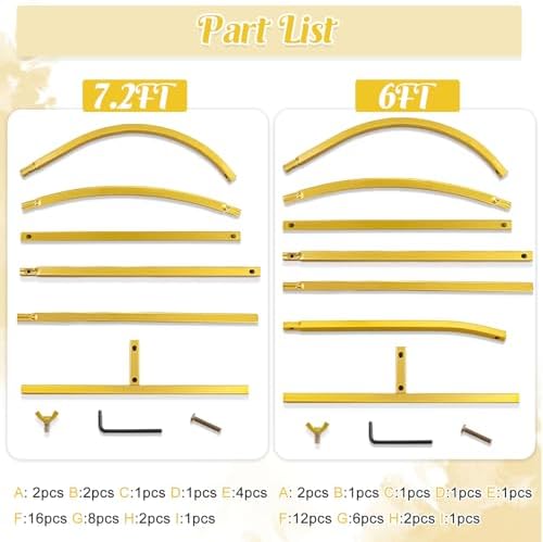 Gold Metal Arch Backdrop Stand 2 Set 7.2FT, 6FT Wedding Arch Stand Arched Door Frame for Birthday Party Baby Shower Ceremony Indoor Outdoor Celebration Decor (7.2FT, 6FT) - Image 5