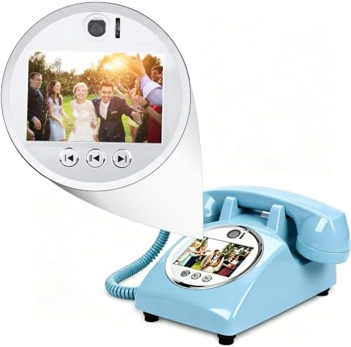 Video Audio Guest Book Wedding Phone,1080P HD Video Phone Guestbook, Preserve Your Special Occasions, Ideal for Wedding Bridal Shower, Birthday, Graduations, Baby Shower(Blue-Green) by FiayaComVintageTelephone