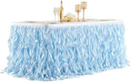 Wish Care 6ft Light Blue Sequin Table Skirt for Rectangle Tables Glitter Curly Willow Tutu Skirt Ruffle Table Cloth Desk Skirts for Birthday Baby Shower Ocean Baby Shark Party Cake Table Decorations by WishCare