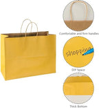 BLEWINDZ 70Pcs Large Paper Bags with Handles, 16x6x12 Inches Yellow Paper Shopping Bag for Small Business, Large Kraft Gift Bag Bulk for Grocery Mechandise Retail - Image 6