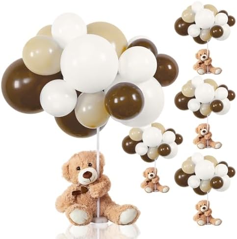Bear Baby Shower Decorations, 185 Balloon Kit,Brown, Nude, White by Meooeck