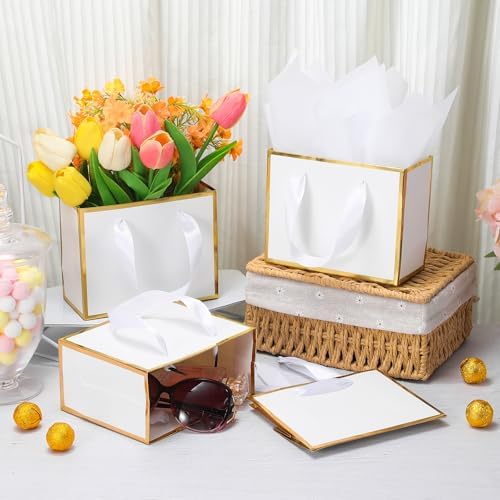 EQOREIIN 50 Pcs Metallic Paper Small Gift Bags with Handles & Tissue Paper - Image 5