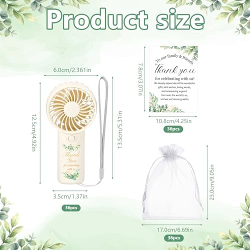 36Pcs Mini Handheld Fans for Wedding Bridal Baby Shower Guests - Image 3
