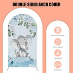 Baby Boy Elephant Arched Backdrop Cover for Birthday Party Baby Shower Decoration Double-Sided Arched Frame Stand Fabric Covers Dessert Table Decor - Image 4