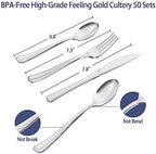 Gudvilla350 PCS Navy Blue Plates and Napkins Party Supplies,Navy Blue Paper Plates with Plastic Silverware Serve 50 Guests,Blue and Silver Birthday Plates Disposable for Wedding Retirement Decorations - Image 4