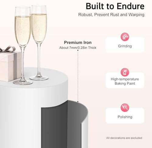 Wedding Round Cylinder Stands, 5PCS Large Cylinder Pedestal Display Plinth Pillars, Metal Round Display Plinth Cake Tables, Cylinder Stand Covers for Weddings, Christmas Parties, Birthday Parties (White - 5 pieces) - Image 5