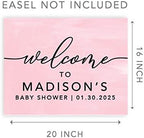 Andaz Press Personalized Large Canvas Baby Shower Welcome Sign, 16 x 20 Inches, Minimal Baby Pink, Guestbook Alternative, Custom Baby Shower Sign, for Baby Shower, Baby Sprinkle - Image 5