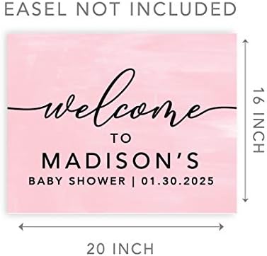 Andaz Press Personalized Large Canvas Baby Shower Welcome Sign, 16 x 20 Inches, Minimal Baby Pink, Guestbook Alternative, Custom Baby Shower Sign, for Baby Shower, Baby Sprinkle - Image 5