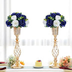 10Pcs Artificial Rose Balls for Centerpieces (Navy Blue & White) - Image 3