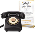 Audio Guest Book Wedding Phone,32GB Memory Customized Audio Messages, Volume Adjustable, with Message Replay Feature, Suitable for All Kinds of Party(Black+Golden Sign) by FiayaComVintageTelephone