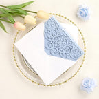 50 PCS Laser Cut Wedding Invitations Haze Blue Tri-Fold Personalized Invite - Image 7