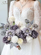 Serwalin Artificial Flowers Grey Silk Flowers for Wedding Decor - Image 7