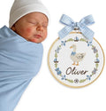 Embroidery Baby Name Sign, Personalized Welcome Baby Hoop Sign with Bow, Custom Baby Name Sign for Hospital, Infant Baby Shower Gifts New Parents (09) by Chikky