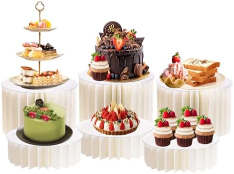 6 Pcs Buffet Risers, Foldable Food Display Risers, White by Unknown