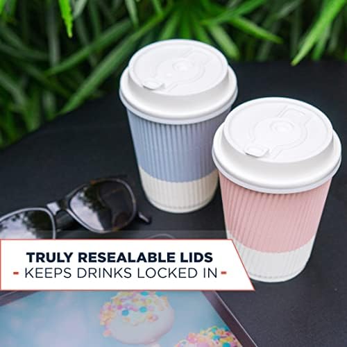 12 oz Disposable Travel Coffee Cups (80 Count, Paper, Insulated, Round, Baby Blue) - Leak-Proof Lids & Heavy-Duty for Hot Drinks - Image 6