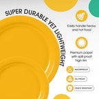 Party Solids Exquisite Yellow Paper Plates Disposable Heavy Duty 200 Pcs - 100-7 & 100-9 Yellow Disposable Plates for Party Heavy Duty 350 GSM for Birthday Supplies - Image 4