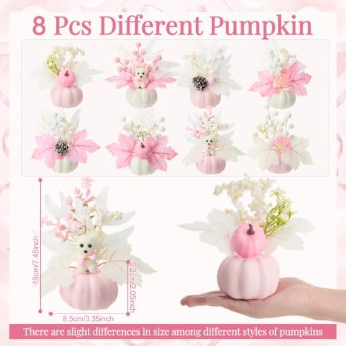 Amyhill 8 Pcs Fall Pink Pumpkin Baby Shower Table Centerpiece Decor, Bear - Image 2