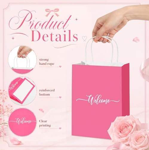 Kolldenn 50 Set Gradient Pink Small Welcome Gift Bags Bulk & Tissue Paper - Image 3
