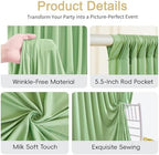 20x8ft Sage Green Photo Backdrop Curtains for Parties Birthday Wrinkle Free Polyester Photoshoot Curtains Drapes Backdrop for Wedding Baby Shower Graduation Photography Background 4 Panels 5x8FT - Image 7