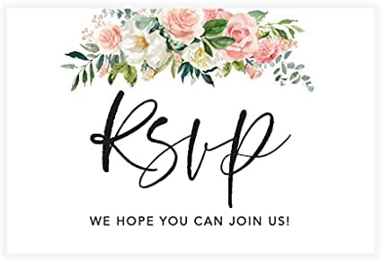 Andaz Press 56-Pack Personalized RSVP Postcards for Wedding Peach Floral Garden Cardstock Response Reply Cards for Bridal Shower Baby Shower Birthday Event Custom Date and Return Address 4 x 6-Inch by AndazPress