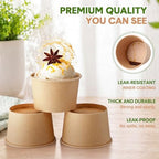 Honeydak 200 Pcs 4 oz Kraft Paper Ice Cream Cups Disposable Dessert Bowls for Hot or Cold Food Brown Paper Snack Containers for Sundae, Frozen Yogurt, Soup Baby Shower Party Supplies - Image 4