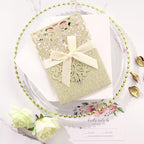 50pcs Gold Glitter Wedding Invitation, Laser Cut Invitation Sleeves & Cards - Image 4