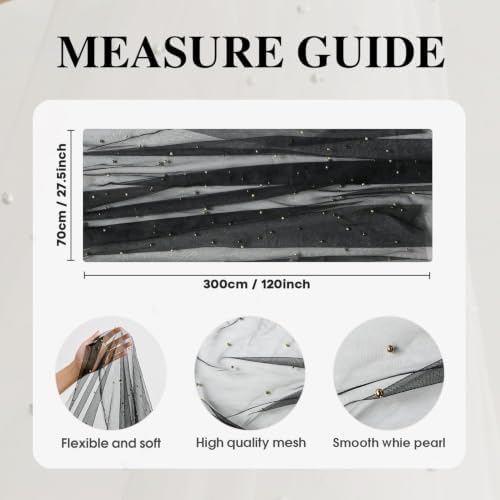 Artoid Mode 10-Pack Pearl Black Gauze Table Runner 10FT Home Decor - Image 6