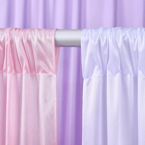 Mermaid Backdrop Curtain 15ftx10ft - White Pink Lavender Satin Drapes - Image 3
