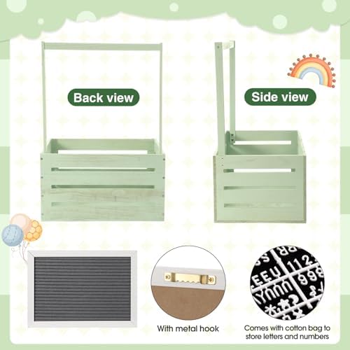 Barydat Wooden Baby Shower Crate Closet Baskets for Baby Shower, Green - Image 3
