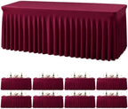 8 Pack Burgundy Table Cloth for 6 Foot Rectangle Tables Spandex Fitted Tablecloth 6ft Stretch Table Covers Skirt Burgundy Banquet Tablecloths Wrinkle Free Tablecloth for Party Wedding Birthday Event by Tao-GePartyDecorations