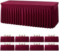 gogoparti 8 Pack Spandex Burgundy Fitted Table Cloth for 6ft Rectangle Tables Burgundy Stretch Tablecloth Table Covers Banquet Table Clothes Wrinkle Free Table Skirt for Parties Wedding by Gogoparti