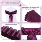 MDS® Pack of 125 Satin Chair Sashes for Wedding & Events – Eggplant - Image 5