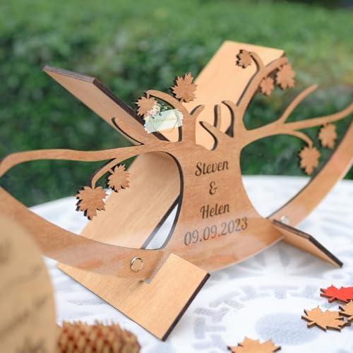 Guest Book Alternative, Personalized Rustic Wedding Maple Leaf Drop Frame - Image 5