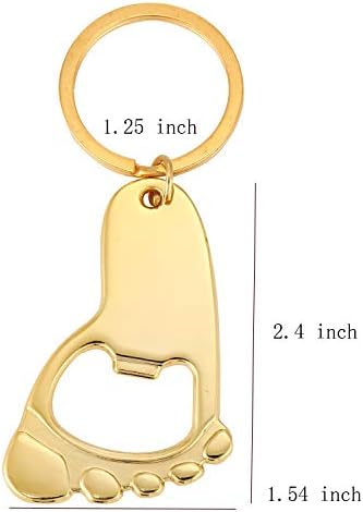 24 Pack Baby Footprint Keychain Bottle Opener Baby Shower Favors and Decoration,Bottle Opener for Guest Wedding Party Favor,with Organza Bags and Thank You Tags (Gold, 24) - Image 2