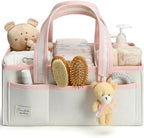 PeraBella Baby Diaper Caddy Organizer, XL Baby Basket Shower Gift Caddy, Portable Felt Changing Table Basket, Nursery Storage Bin, Newborn Boy and Girl Essentials for Registry, Car Diaper Organizer by PeraBella