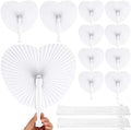 Yinkin 80 Sets White Paper Fans for Wedding Guests Bulk with Plastic Handles, Foldable Heart Shaped Handheld Fans with 80 Organza Bags for Birthday Bridal Shower Church Celebration DIY Party Decor by Yinkin