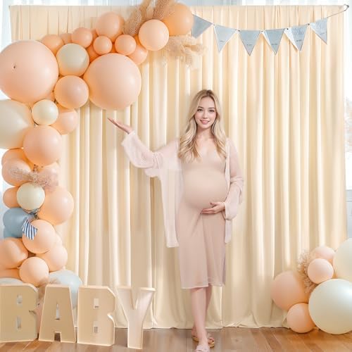 Champagne Backdrop Curtain 6 Panels - Wrinkle-Free Polyester Photography Drapes for Baby Shower Birthday Party Photo Background Stand - 24 X 10FT - Image 3
