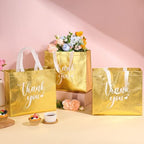 Sweetude 30 Thank You Non Woven Gift Bag, 11 x 12 x 5 Inch, Gold - Image 2