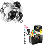 Bezente Black Silver Confetti Latex Balloons,60pcs 12 inch Black White Silver Metallic Chrome and Confetti Balloons and Electric Balloon Pump Multiple by Bezente