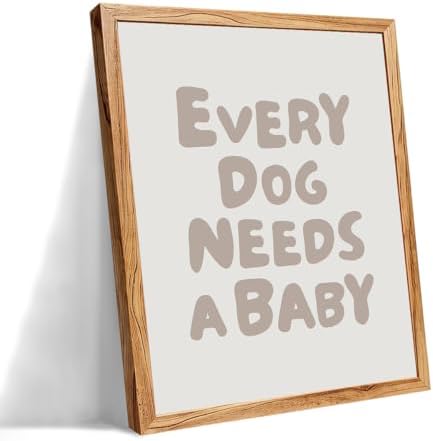 Framed Fun Kids Quotes Canvas Posters Every Dog Needs A Baby Wall Art Modern Trendy Minimalist Toddler Prints Playing Print For Nursery Room Wall Decor 16x20 inch by Unknown