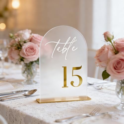 Frosted Wedding Table Numbers 1-15 with Stands - 5.5x7 Inch - Image 6
