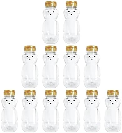 12 Pack - 8 Ounce Plastic Honey Bears w/Gold Lids by CLEARVIEWCONTAINERS