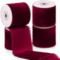 Preboun 4 Rolls Christmas Velvet Ribbon 24 Yards,Burgundy,3 Inch by Preboun