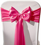 Pack of 50 Hot Pink Satin Chair Sashes Bows 7x108 inches Chair Ties Fushcia Chair Sashes Ribbons for Wedding Party Brithday Anniversary Ceremony Christmas Decor - Hot Pink - Image 2