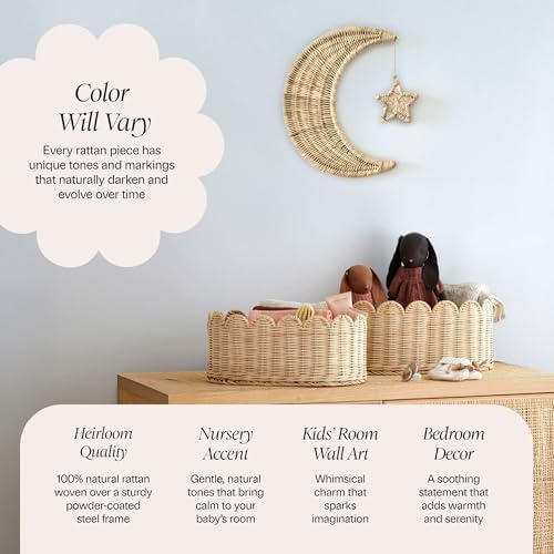 BEBE BASK Handmade Rattan Moon Wall Decor with Star - Image 3